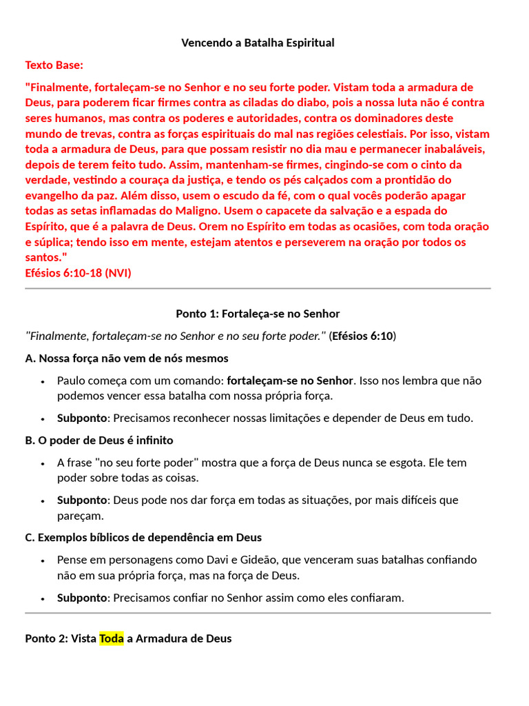 Vencendo A Batalha Espiritual | PDF