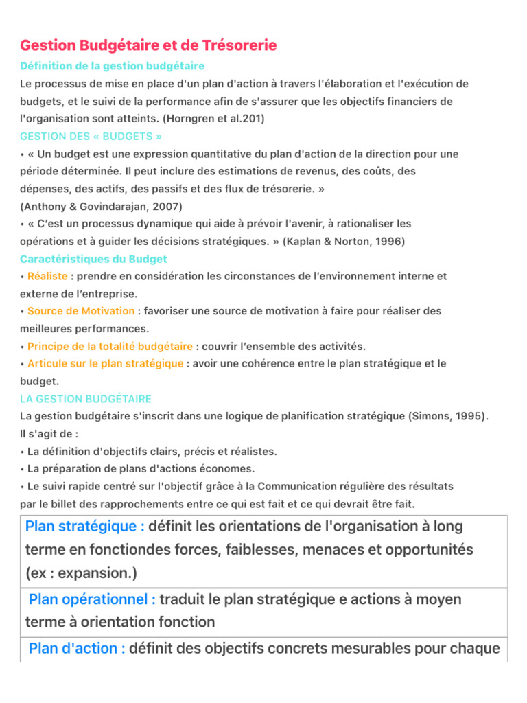 Gestion Budgétaire Et de Trésorerie | PDF