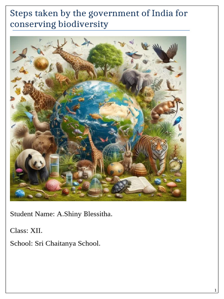 Steps taken by the government of India for conserving biodiversity | PDF