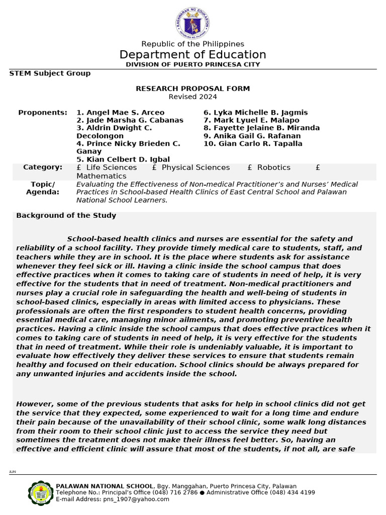 Stem RDL Title Proposal 2024 2025 | PDF