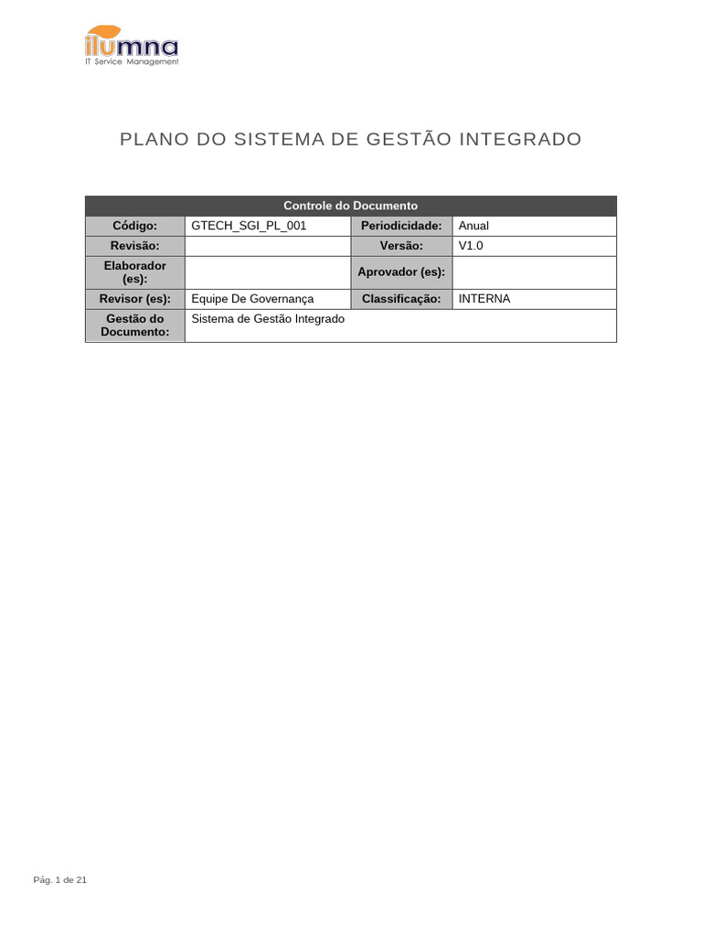 GTECH SGI PL 001 Plano Do Sistema de Gestão Integrado | PDF | Segurança ...