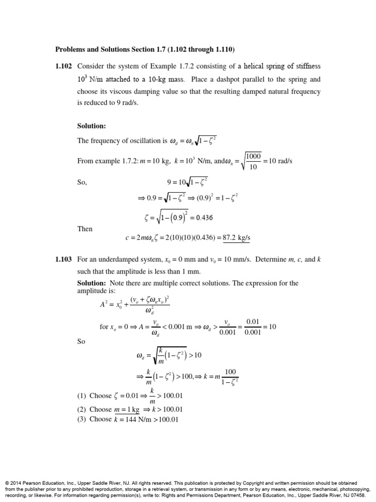 A Helical Spring of Stiffness 10 N/M Attached To A 10-kg Mass | PDF
