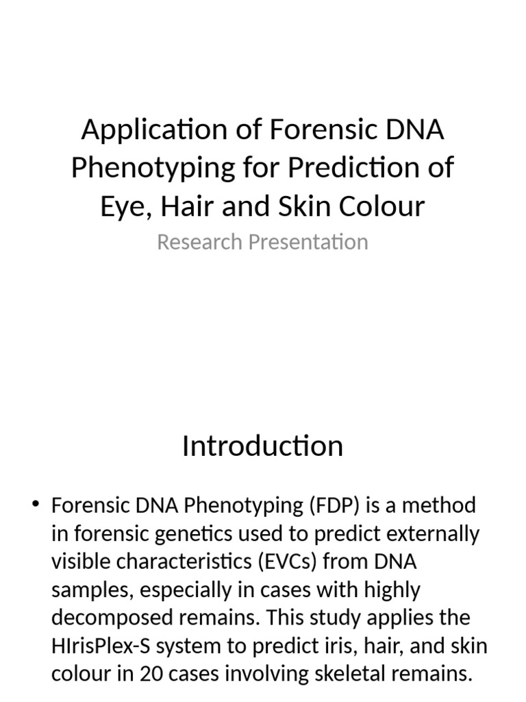 Forensic DNA Phenotyping Presentation | PDF