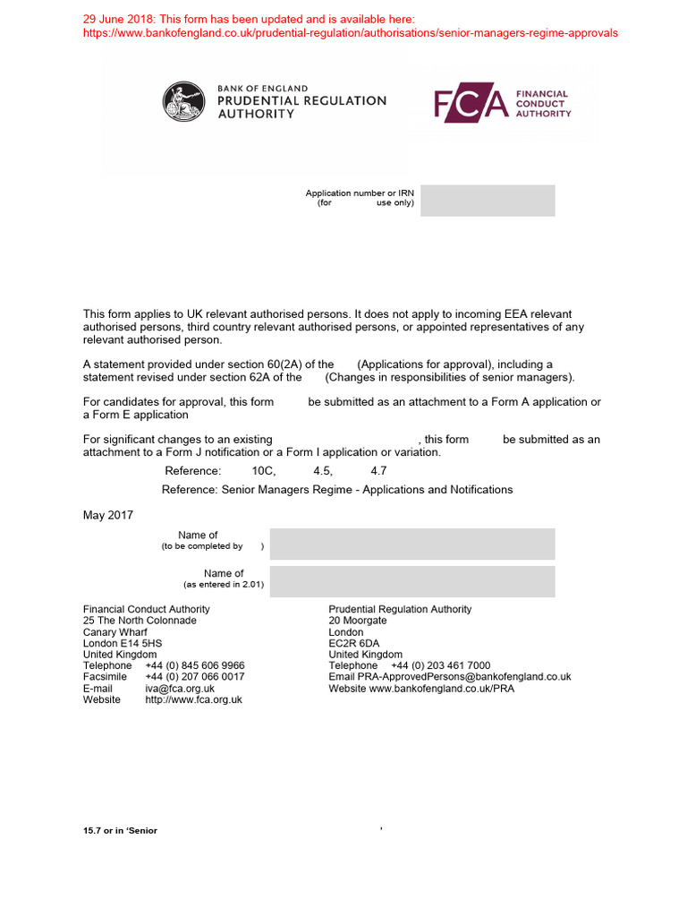 Senior Managers Raps Statement of Responsibilities | PDF