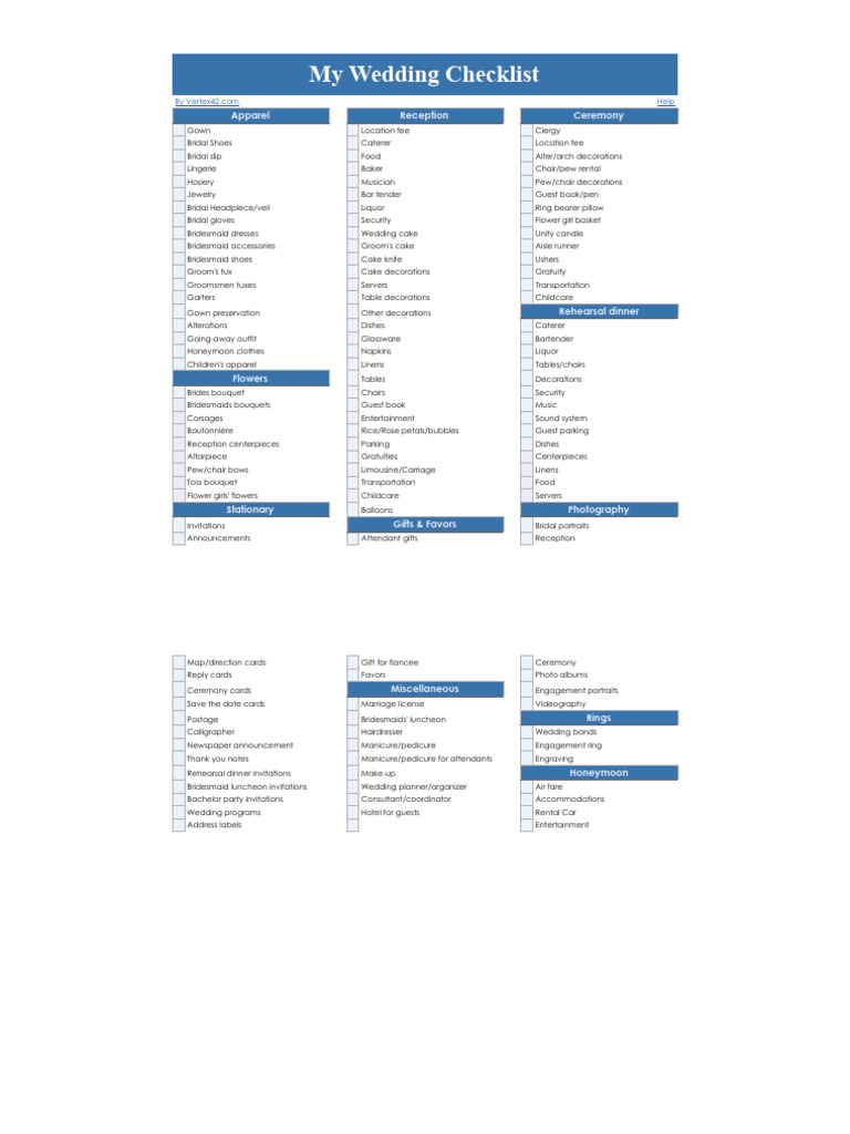 Wedding-Checklist - WeddingChecklist | PDF