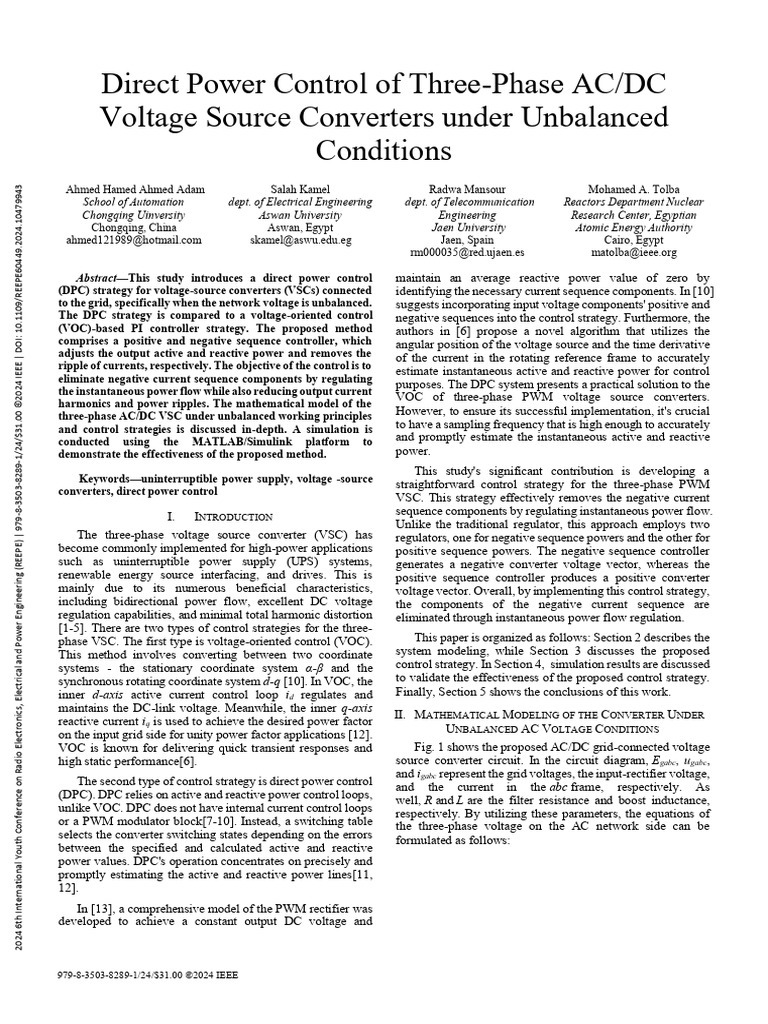 Direct Power Control of Three-Phase AC DC Voltage Source Converters ...