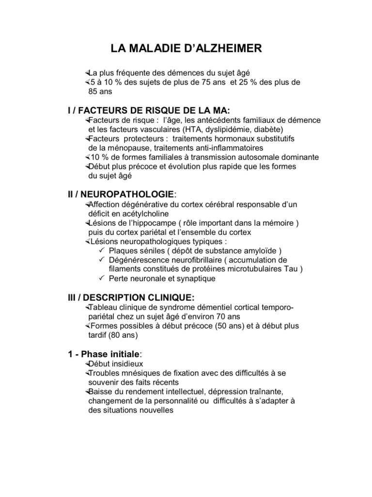 Symptômes et évolution de l'Alzheimer | PDF | Maladie d'Alzheimer | Démence