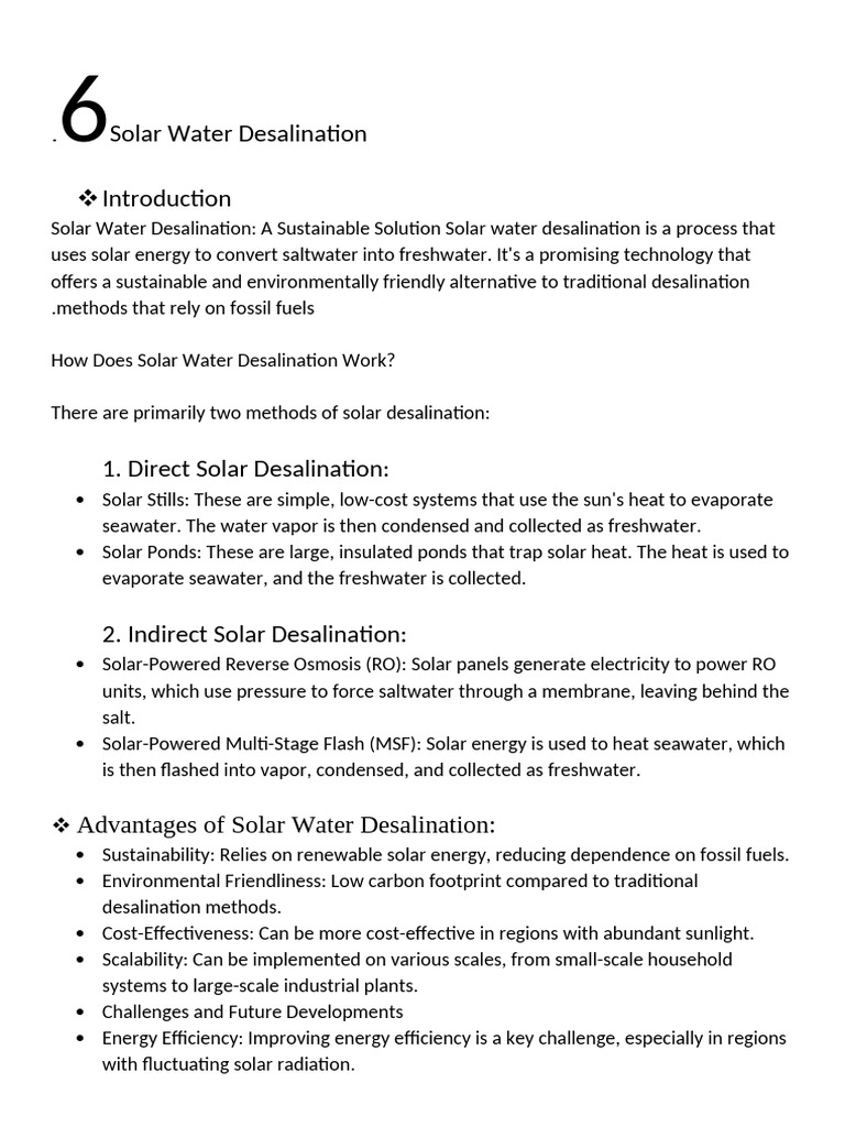 Solar Water Desalination | PDF | Desalination | Solar Energy