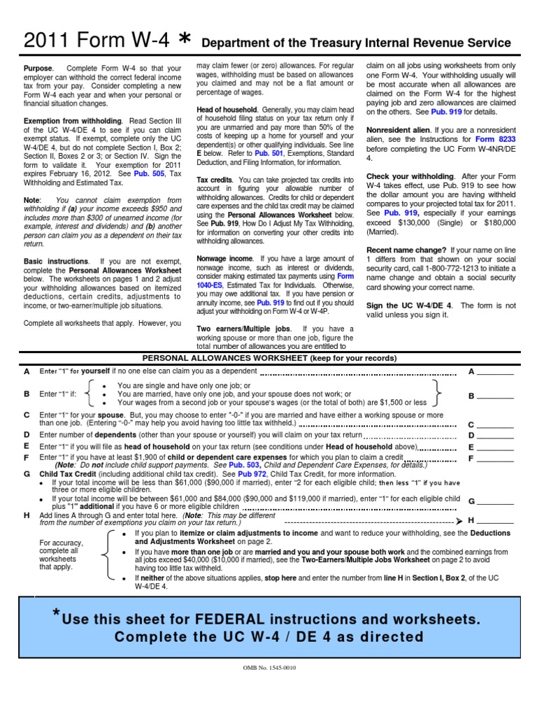 W4 Sheet PDF Withholding Tax Tax Deduction