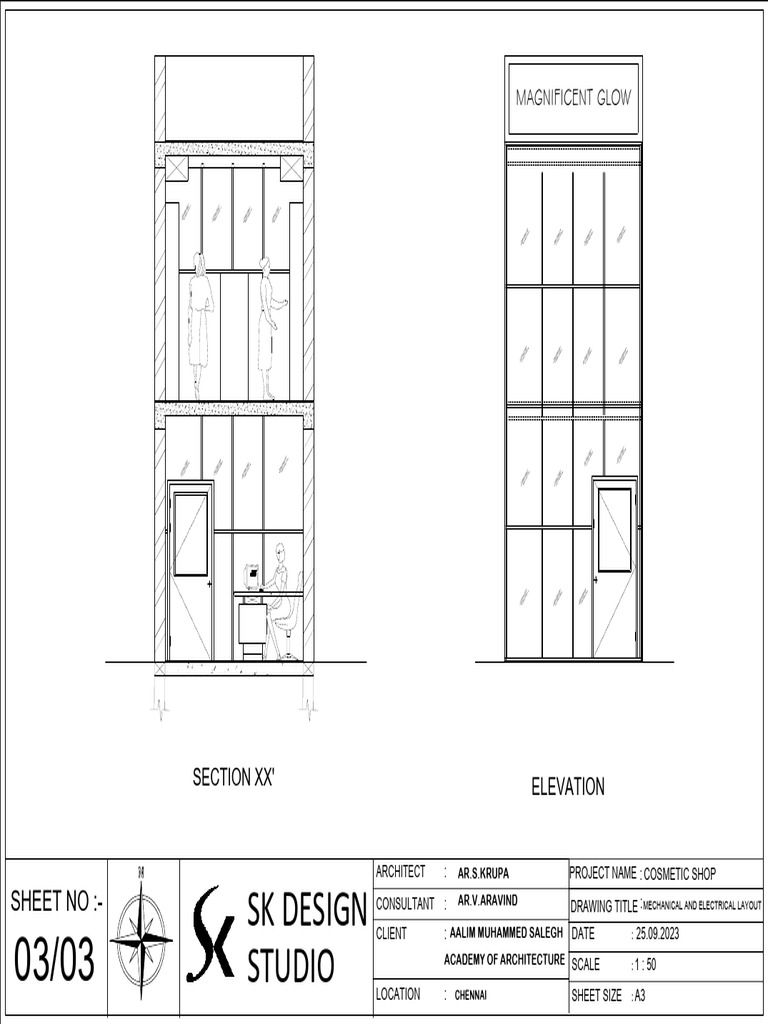 Cosmetic Shop SECTION AND ELEVATION | PDF