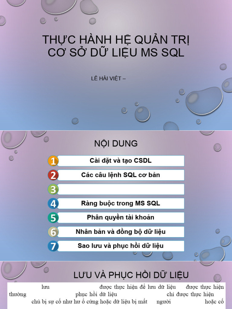 Thuc Hanh MS SQL Server - 7 - Sao Luu Khoi Phuc DB | PDF