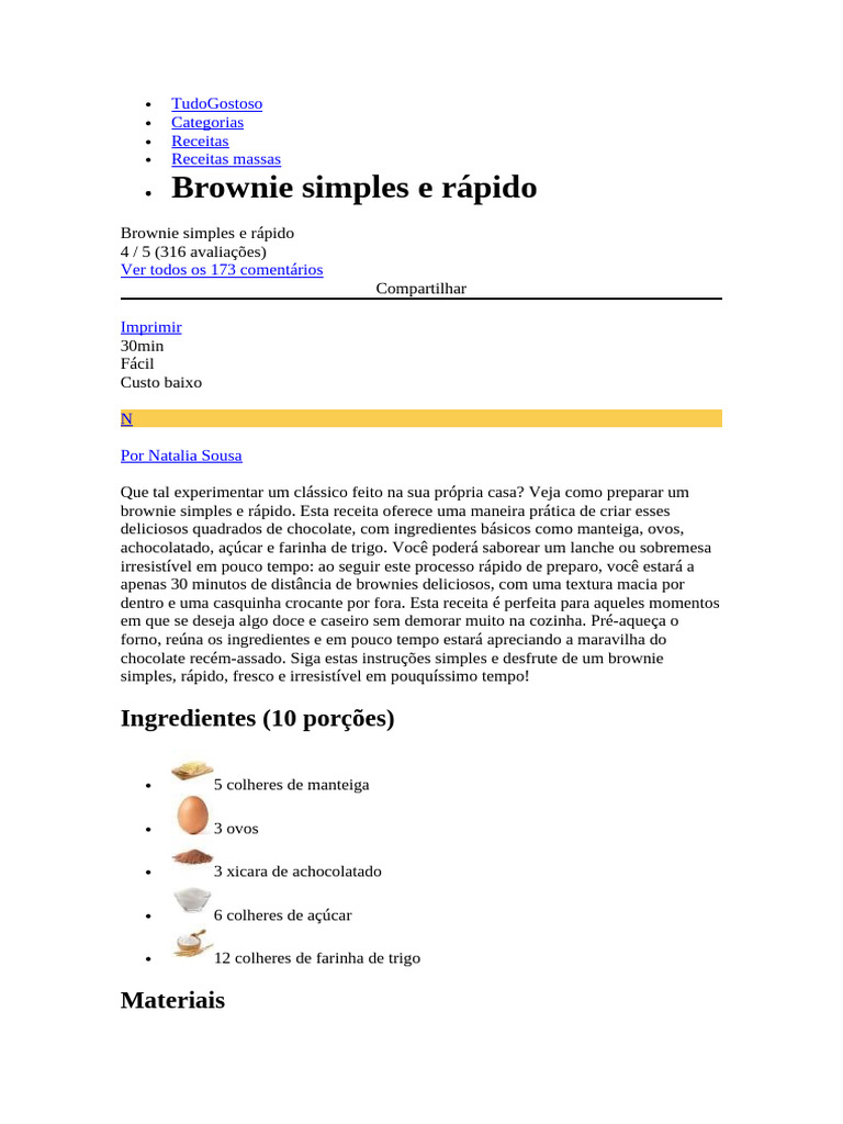 Receita de Brownie | PDF
