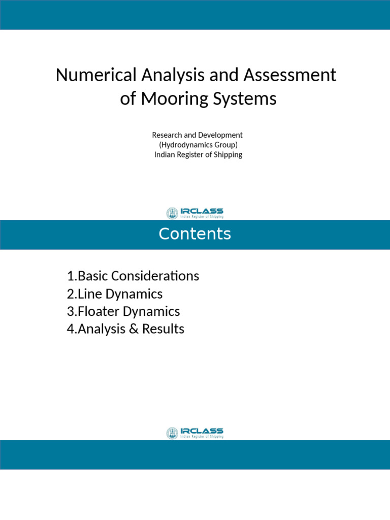 Numerical Analysis and Assessment of Mooring Systems | PDF