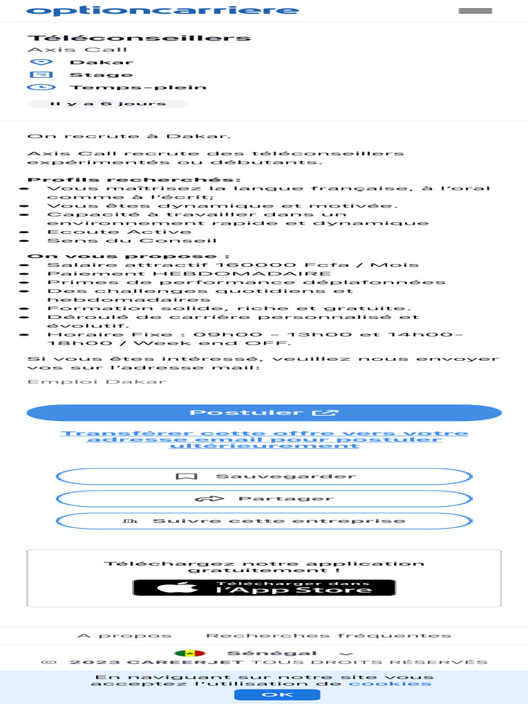 Téléconseillers à Dakar Chez Axis Call Optioncarriere PDF