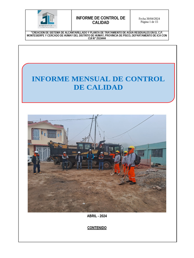 14.3. Informe Control de Calidad - Abril 2024 | PDF