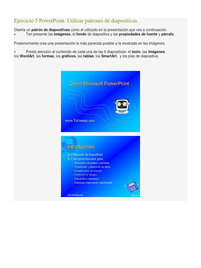Ejercicio 5 PowerPoint Utilizar Patrones | PDF