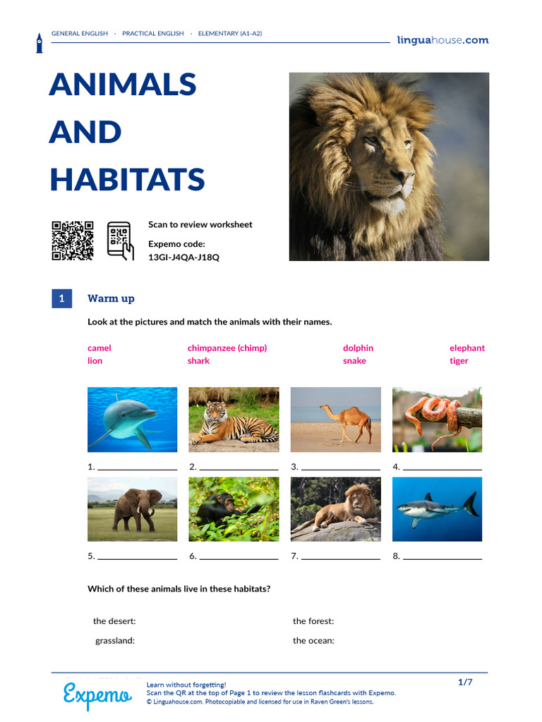 Animals and Habitats British English Student | PDF