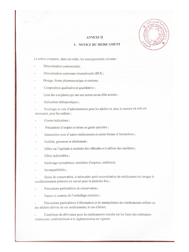 Annexe II notice du medicament ANPP | PDF