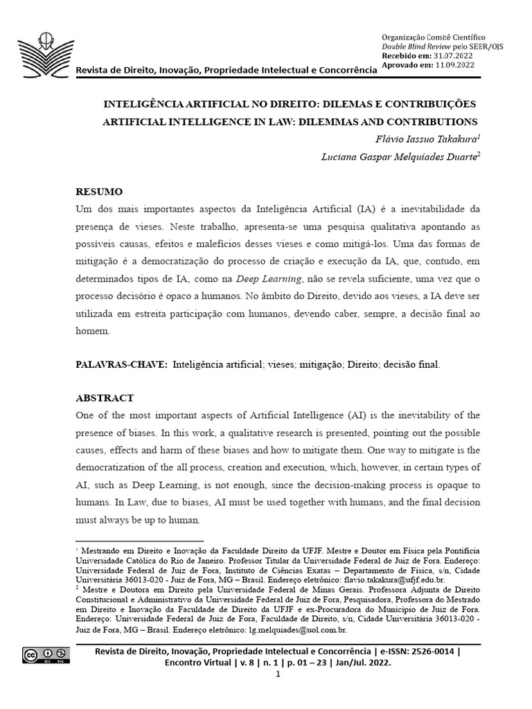 Inteligência Artificial No Direito Dilemas e Contribuições | PDF