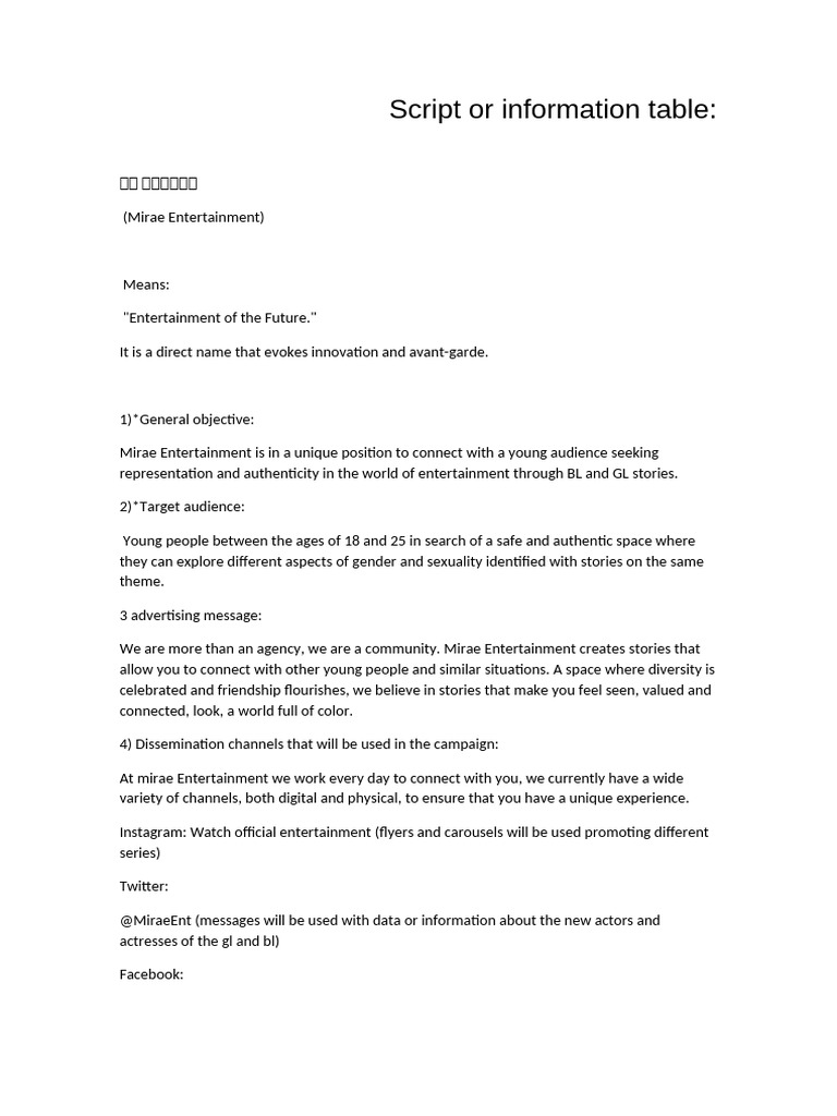 Script or Information Table | PDF