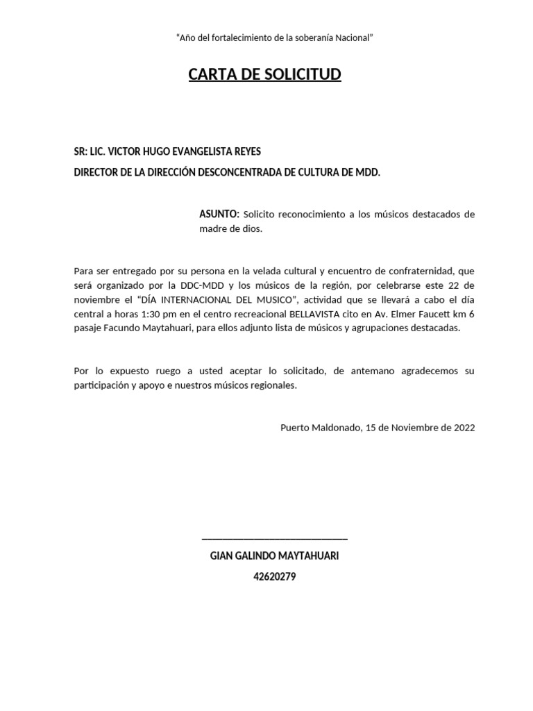 Carta de Solicitud | PDF