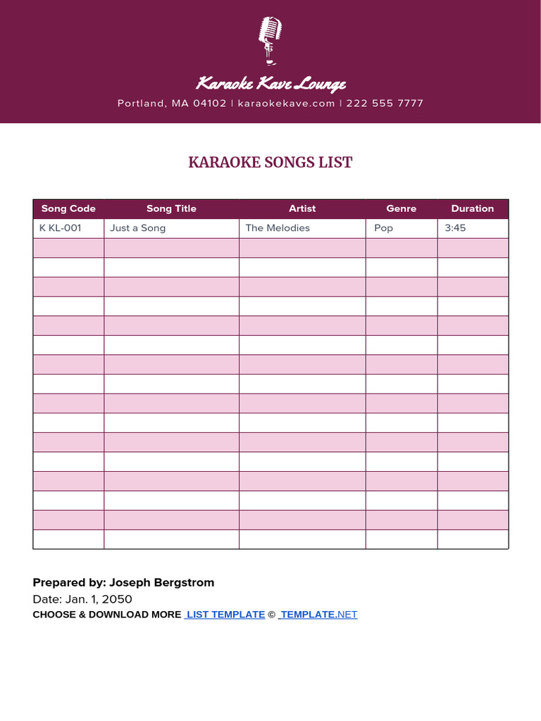 List Word Template | PDF