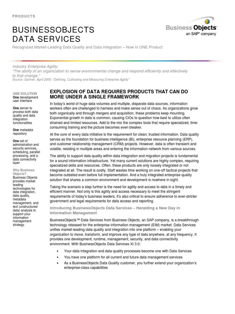 Data Services Product Sheet | PDF | Enterprise Resource Planning ...