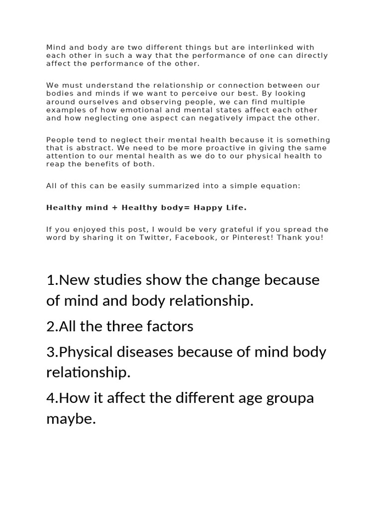 Mind Body Relationship Pdf