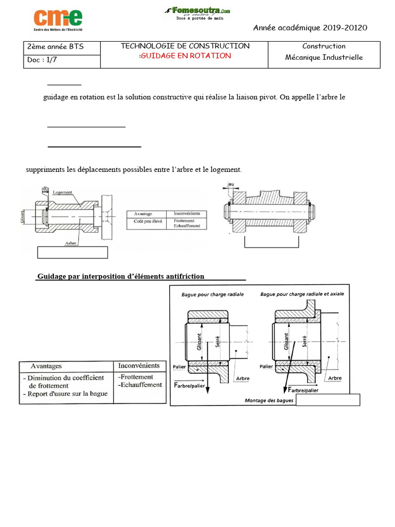 Cours Guidage en Rotation | PDF