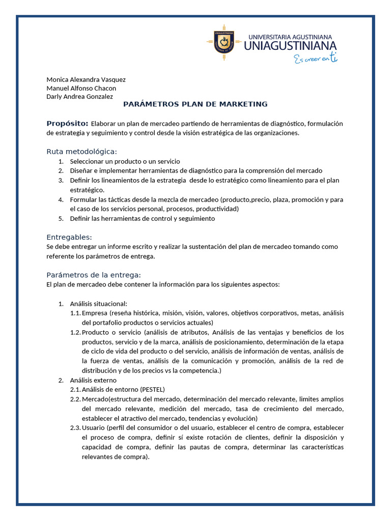 Documento Guia para Realización de Un Plan de Marketing | PDF