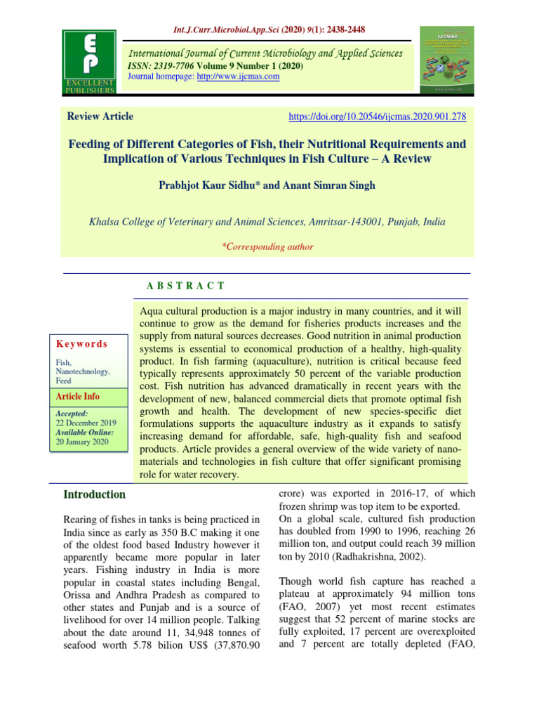 Feeding of Different Categories of Fish Their Nutritional 4y9wr5dche | PDF