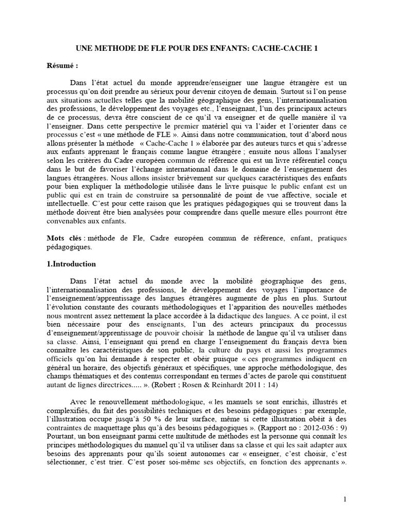 Une Methode de Fle Pour Des Enfants Cach | PDF
