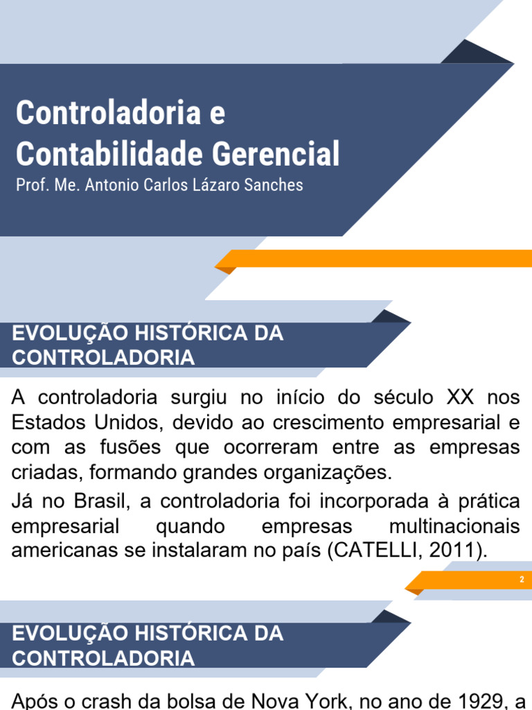 Controladoria e Contabilidade Gerencial - UN1 - Vídeo 01 | PDF