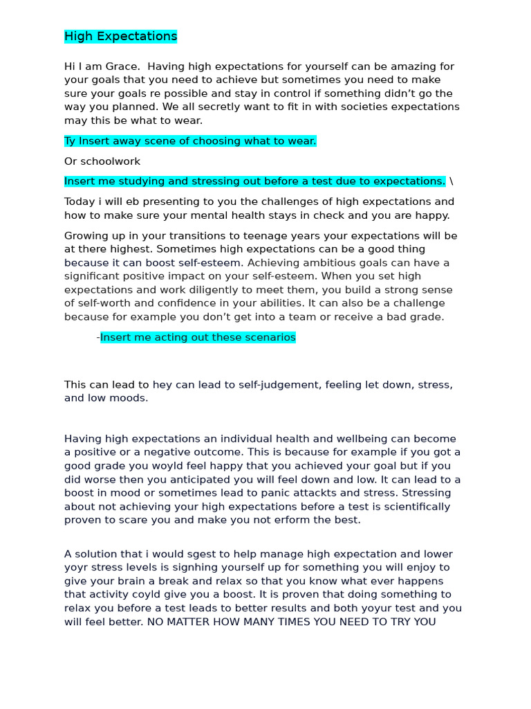 High Expectatations Script | PDF