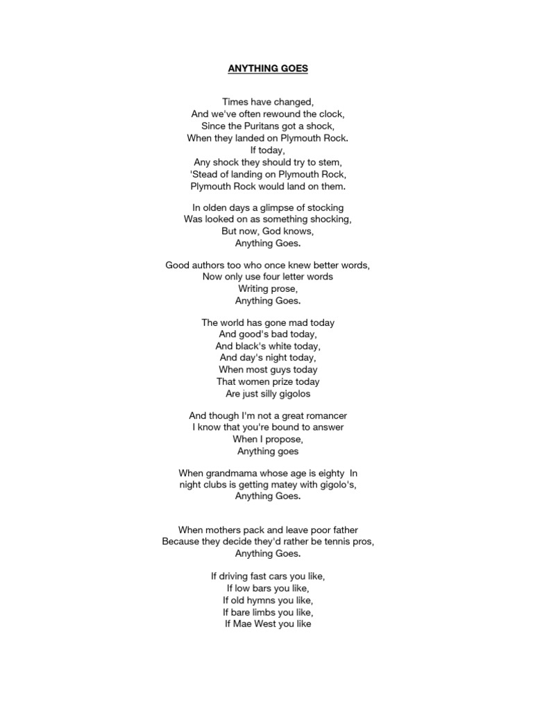 Anything Goes Script | PDF