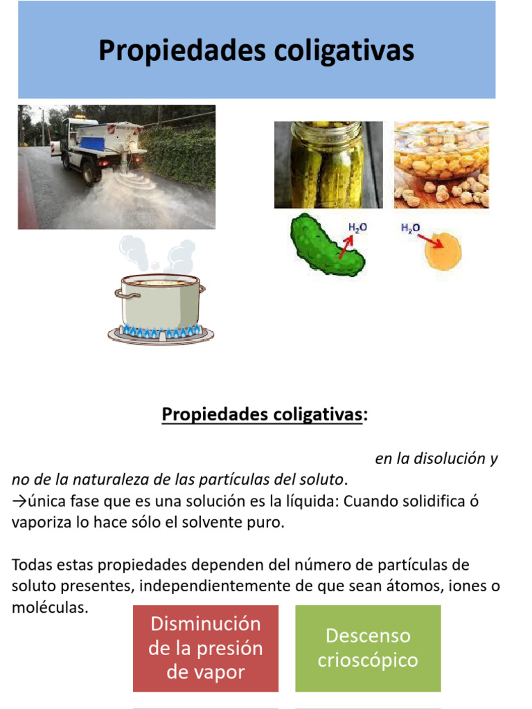 Propiedades Coligativas de Soluciones | PDF | Ósmosis | Ciencia y ...