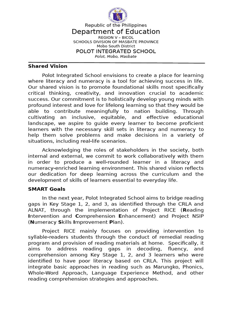 Shared Vision and Smart Goals | PDF