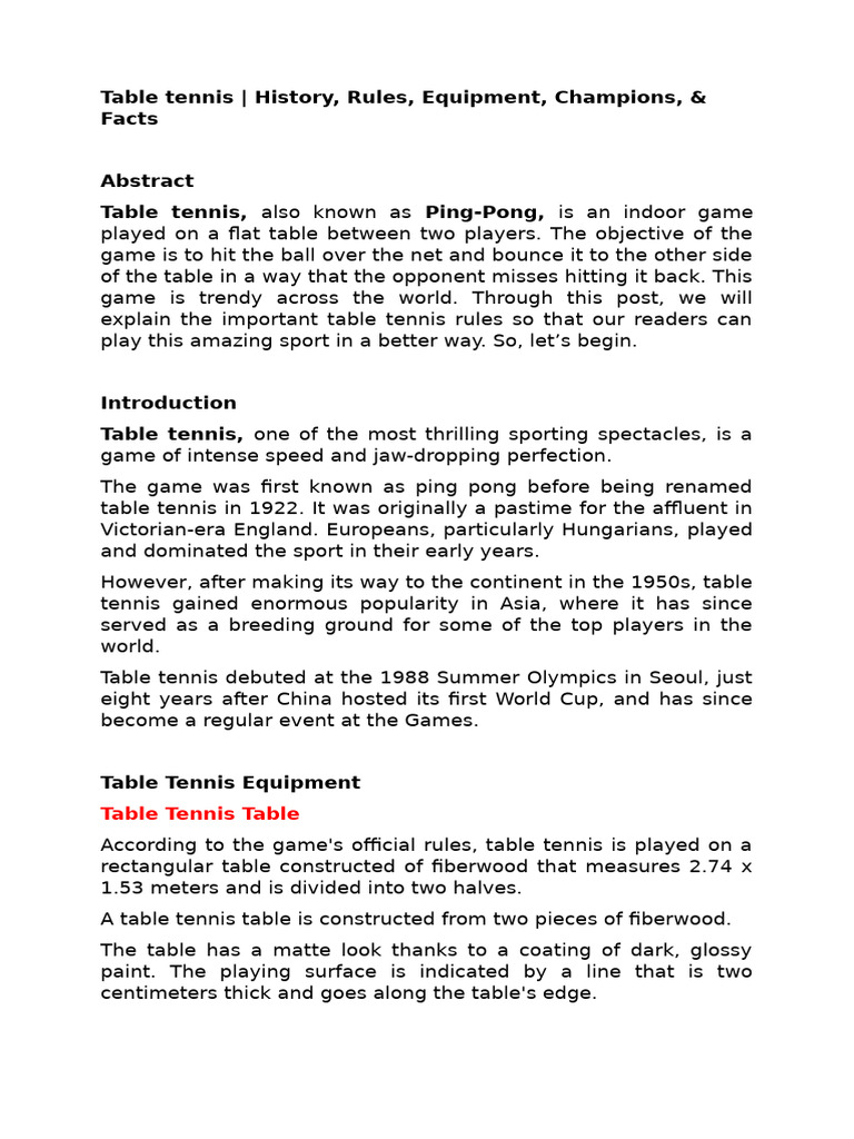 Table Tennis | PDF
