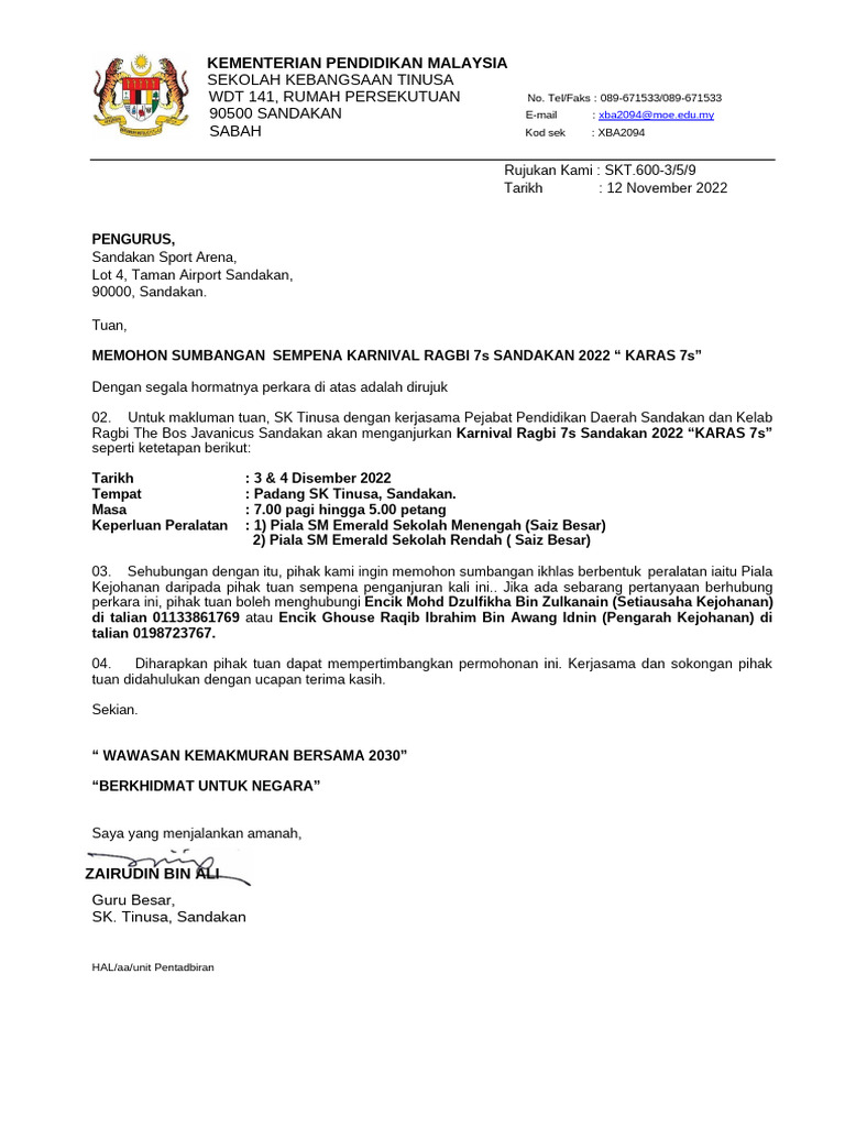 Surat Sandakan Sport Arena | PDF