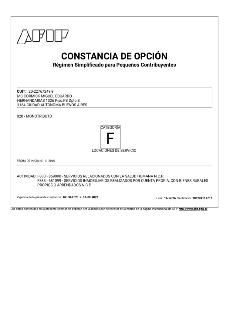 AFIP - Administración Federal de Ingresos Públicos | PDF