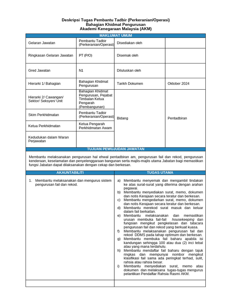JD Spa - Pka Pembantu Tadbir Perkeranian Operasi 1 | PDF