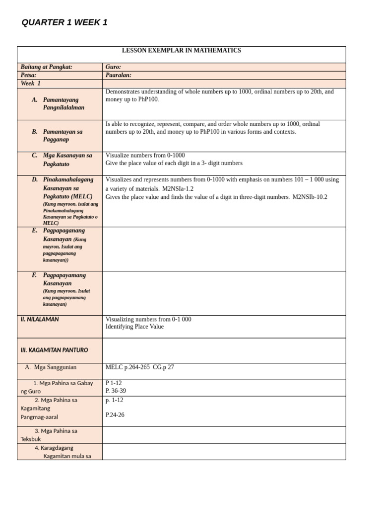 Math Le Q1W1 | PDF