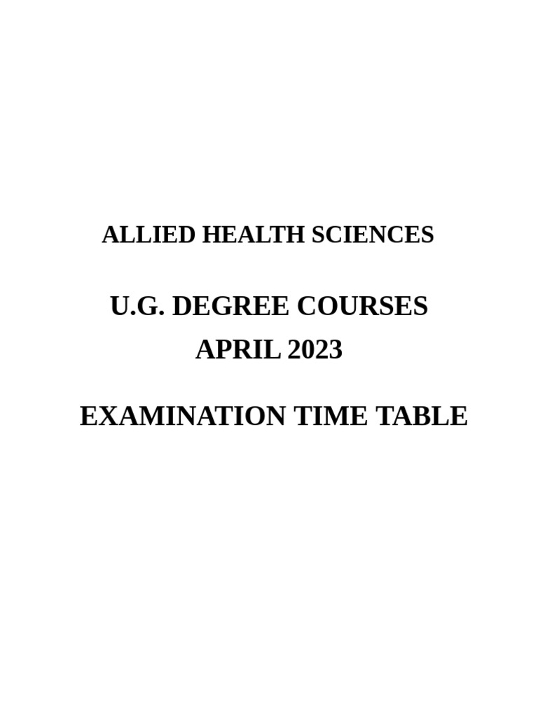 April - 2023 First, Second & Final Year UG Degree Time Table | PDF