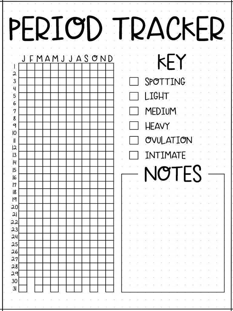 Period tracker pdf