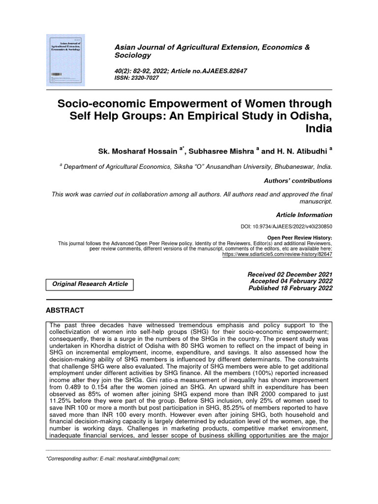 Socio Economic Empowerment of Women Thro | PDF