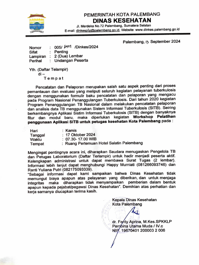 Undangan Workshop Pelatihan Penggunaan Aplikasi SITB Untuk Petugas ...