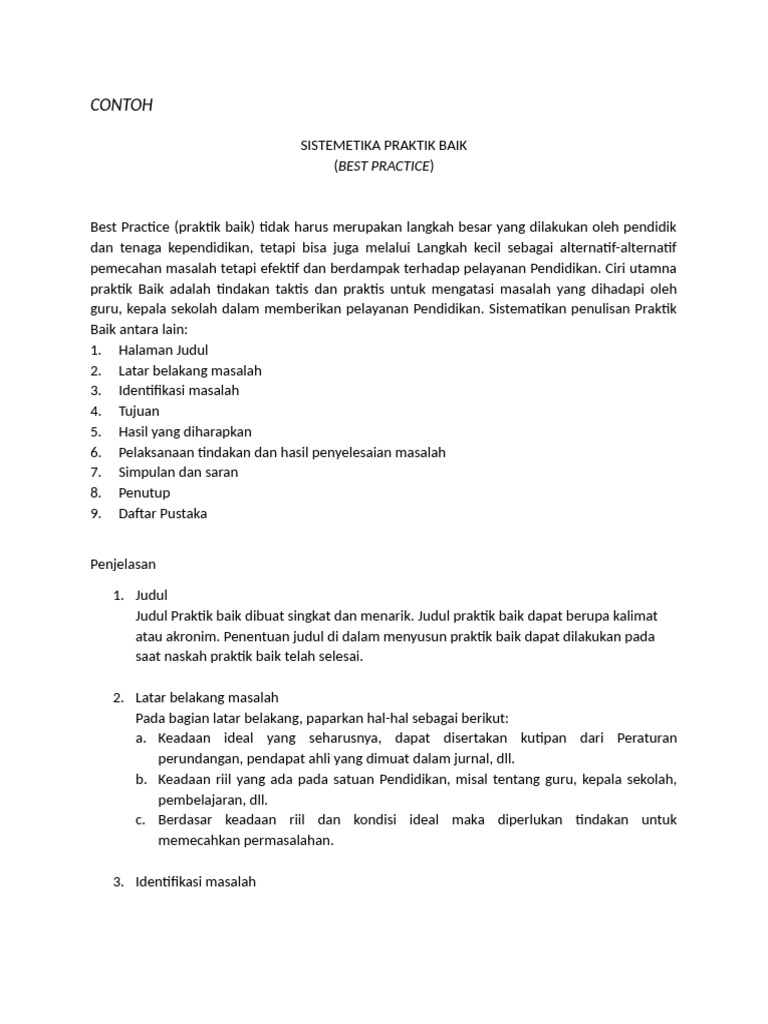 00 - Contoh - Sitematika Best Practice | PDF