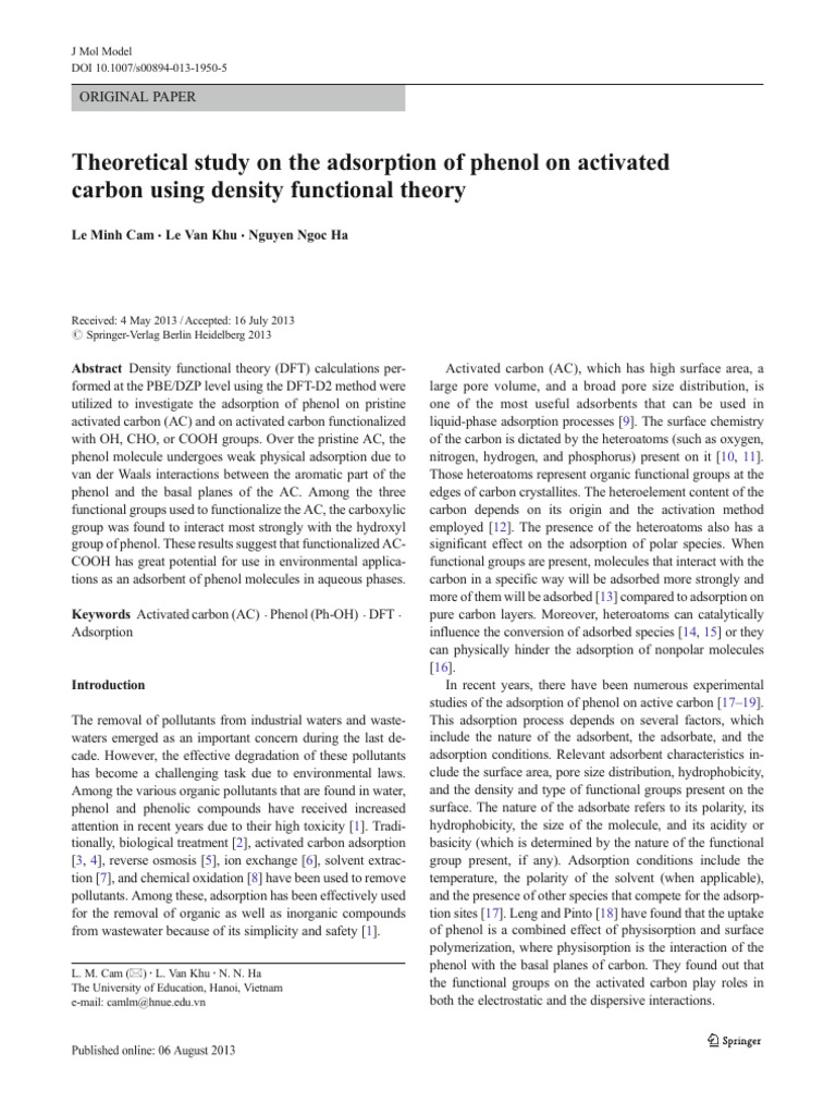 Theoretical Study On The Adsorption of Phenol On Activated Carbon Using ...