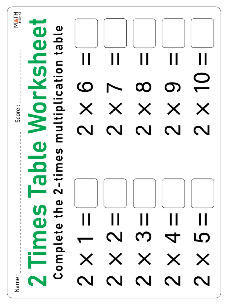2 Times Table Worksheet | PDF