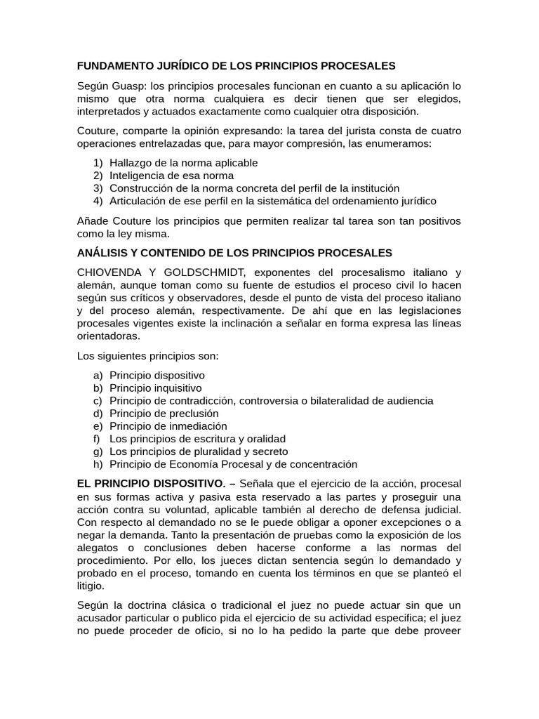 FUNDAMENTO JURÍDICO DE LOS PRINCIPIOS PROCESALES (Ley de Organizacion ...
